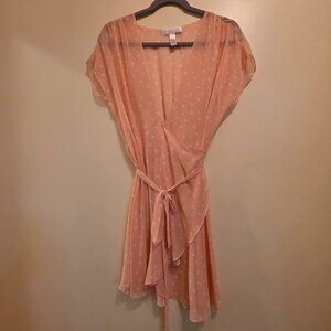 Oscar de la Renta Fine Label Polka Dot Robe with Tie L